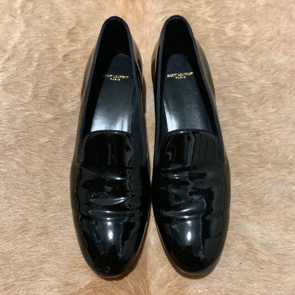 Saint Laurent Smoking Slippers in Black Patent
